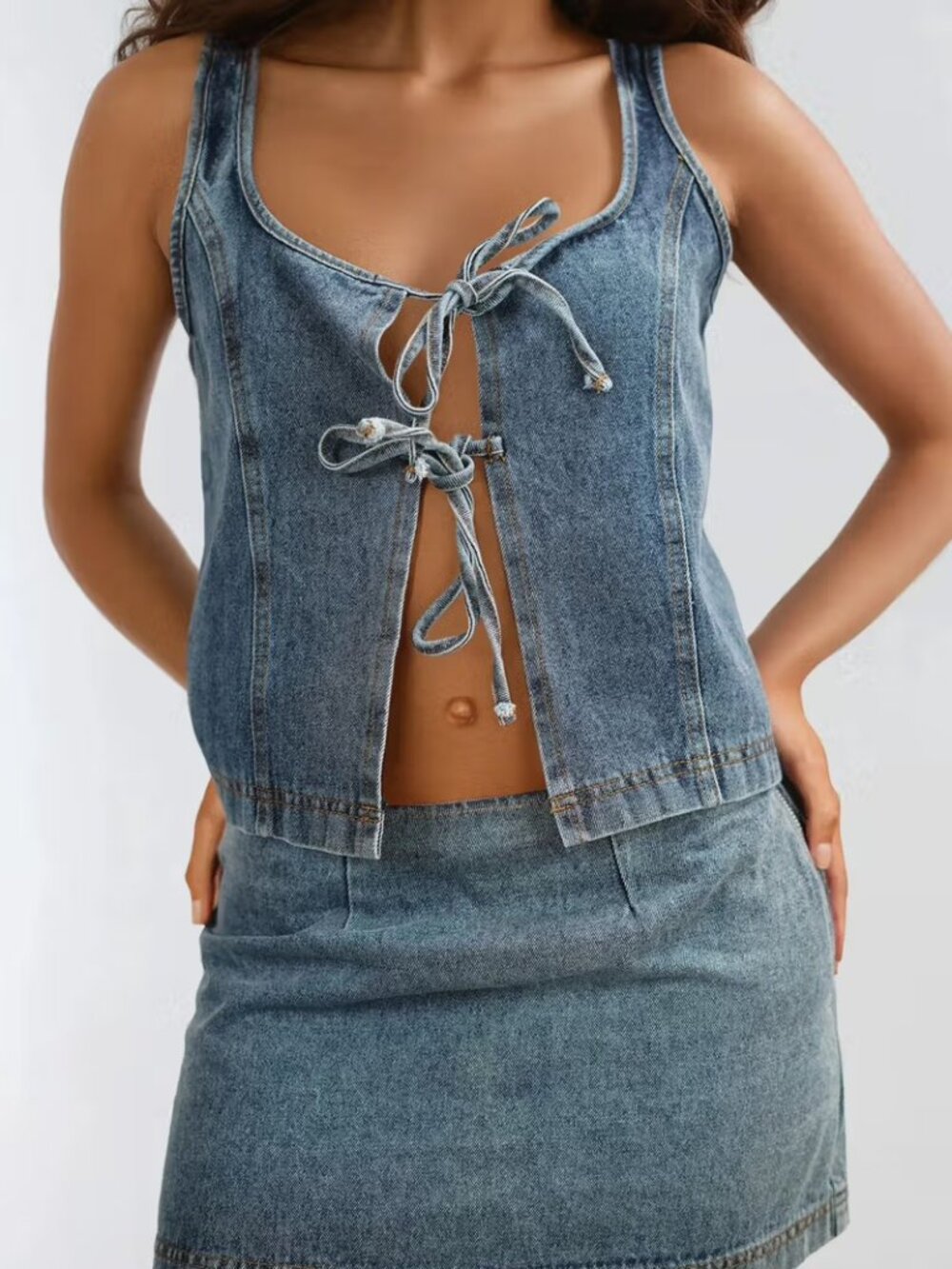Princess Polly | Stefenie Denim Tie Top